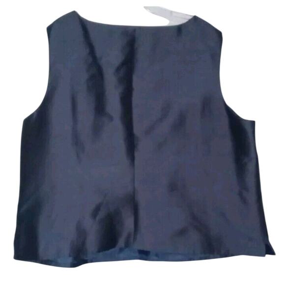 Talbots Womens Silk Wool Sleeveless Top 22 Navy Blue Business Formal Luxe Plus - Picture 4 of 6